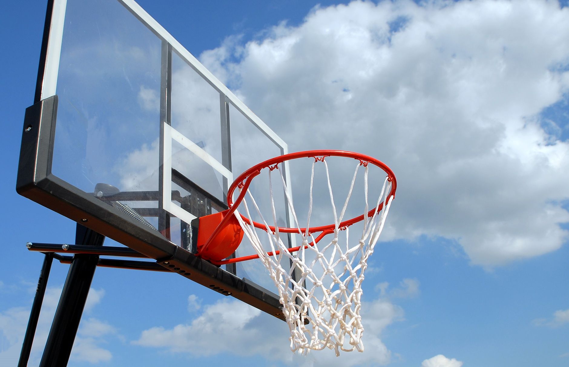 black and white basketball hoop